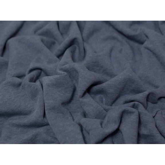 Polycotton Fleece Back Sweatshirt Stretch Fabric Dark Jeans Blue - per yard