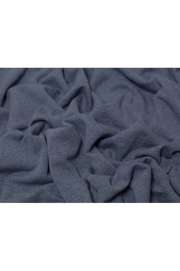 Polycotton Fleece Back Sweatshirt Stretch Fabric Dark Jeans Blue - per yard