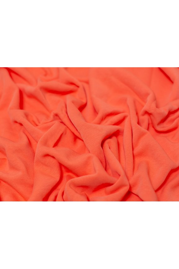 Polycotton Fleece Back Sweatshirt Stretch Knit Fabric Bright Orange - per yard