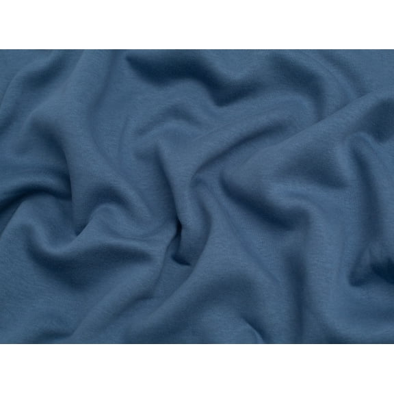 Polycotton Fleece Back Sweatshirt Stretch Knit Fabric Indigo Blue - per yard