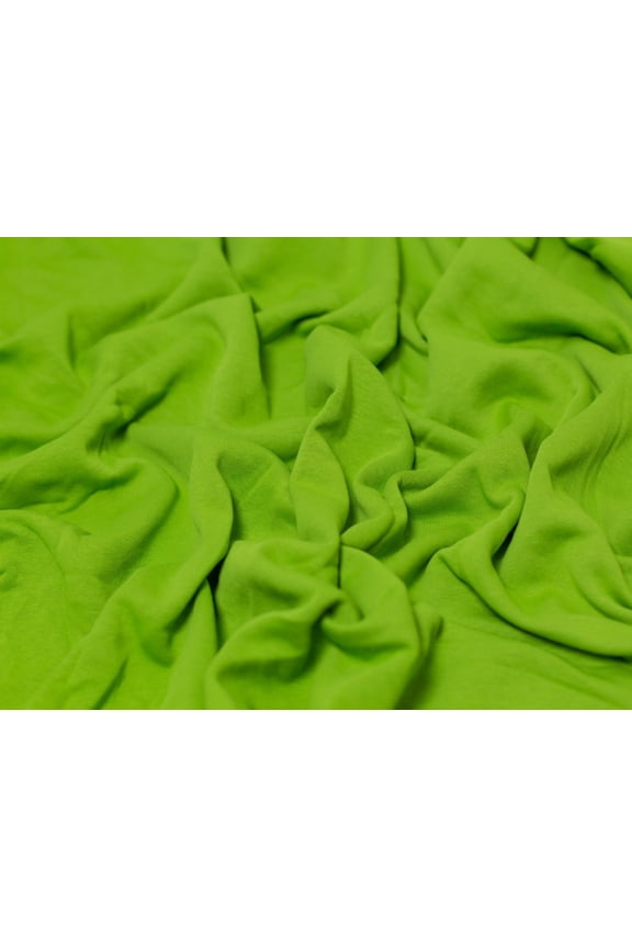 Polycotton Fleece Back Sweatshirt Stretch Knit Fabric Lime Green - per yard