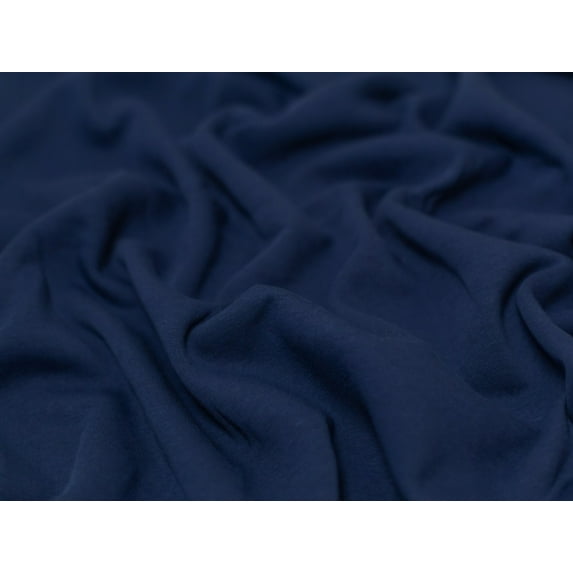 Polycotton Fleece Back Sweatshirt Stretch Knit Fabric Navy Blue - per yard