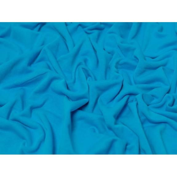Polycotton Fleece Back Sweatshirt Stretch Knit Fabric Turquoise - per yard