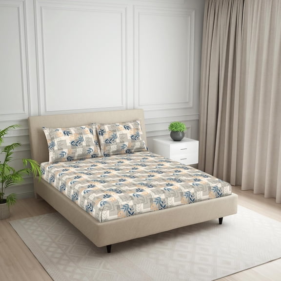 Polycotton Large Bedsheets With 2 Pillow Covers Soft & Skin - 108 X 108 Inches, Multicolor | Soft Touch, Wrinkle Resistant, Skin Friendly - Perfect Fit & Stylish Look