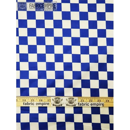 Polycotton Printed CHECKERED BLUE & WHITE Fabric / 60" Wide / Sold by the Yard