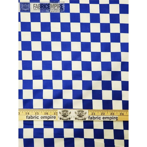 Polycotton Printed CHECKERED BLUE & WHITE Fabric / 60" Wide / Sold by the Yard