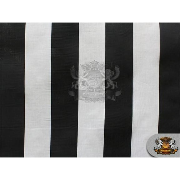 Polycotton Printed Fabric LARGE STRIPES BLACK WHITE / 60" Wide / Sold by the yard