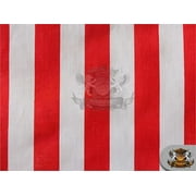 Polycotton Printed Fabric MEDIUM STRIPES RED WHITE / 60 Wide / Sold by the yard