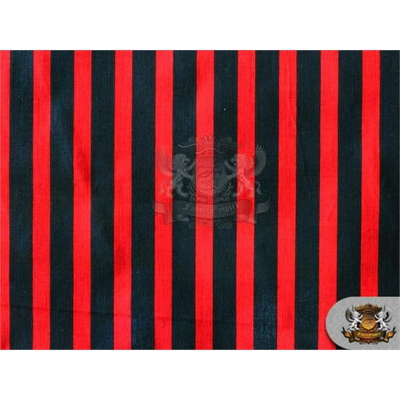 Polycotton Printed Fabric SMALL STRIPES RED BLACK / 60" Wide / Sold by the yard