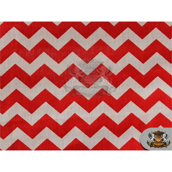 Polycotton Printed Fabric Small Chevron RED WHITE / 60" Wide / Sold by the yard