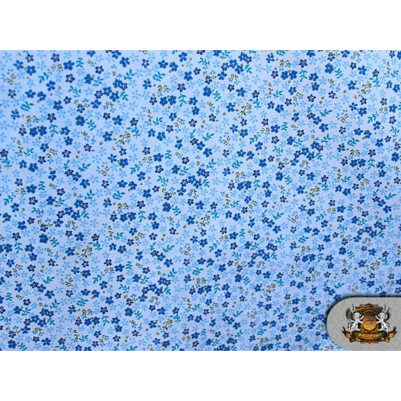 Polycotton Printed LOBELIA BLUE Fabric / 60" Wide / Sold by the Yard