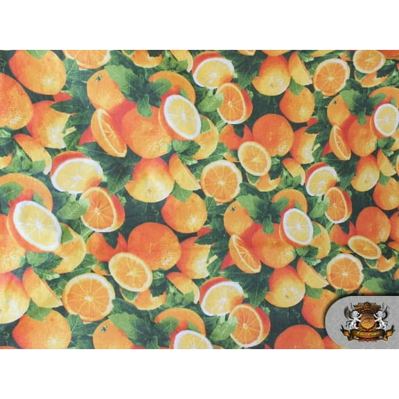 Polycotton Printed ORANGES Fabric / 60" Wide / Sold by the Yard