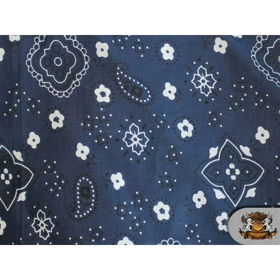 Polycotton Printed PAISLEY PATTERN 2 NAVY Fabric / 60" Wide / Sold by the Yard