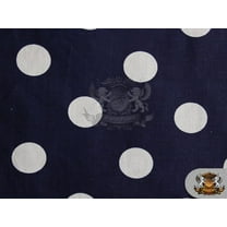 Polycotton Printed POLKA DOTS WHITE NAVY Fabric / 60" Wide / Sold by the Yard