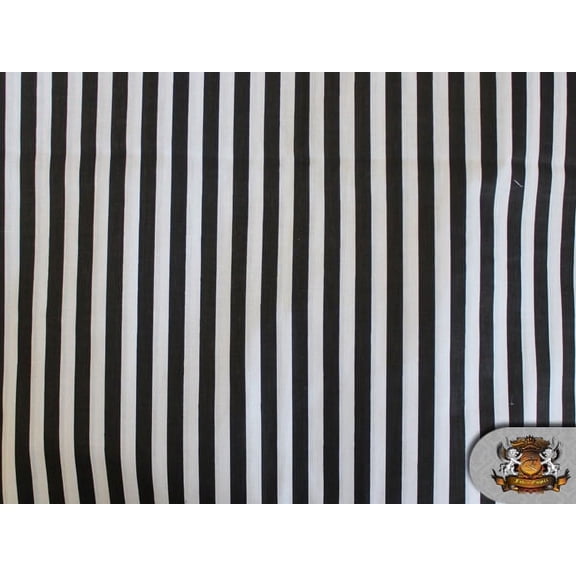 Polycotton Printed STRIPE BLACK Fabric / 60" Wide / Sold by the Yard