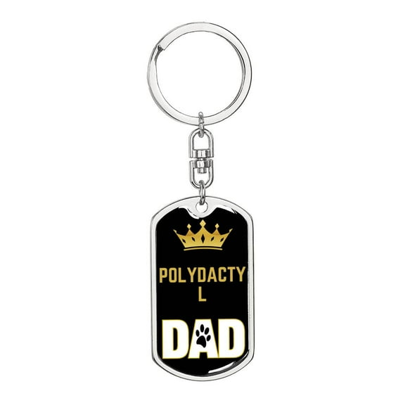 Polydactyl Cat Dad King Keychain Stainless Steel or 18k Gold