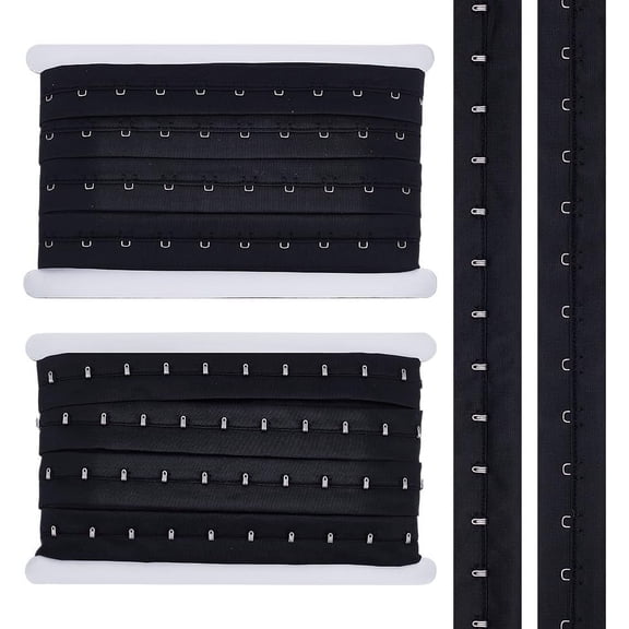 Polyester 10 Yards Single Row Hook and Eye Tape Trim 1.1 Inch Black Polyester Bra Extender for Sewing Quilting Corset Bra Bridal Apparel Home Decoration Polyester