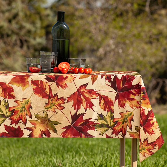 Polyester 60 X 120 Inch Washable Reusable Waterproof Table Cloth(Oblong/Rectangle),Watercolor Maple Leaves Print Table Cover for Autumn/Fall/Harvest Decoration