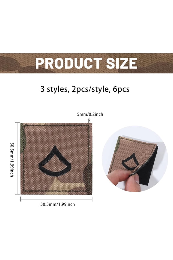 Polyester 6pcs 3 Styles Embroidered Rank Insignia Staff Sergeant Patch Army Rank Patches Epaulette Camouflage for Outdoor Adventure Role Play and Model Showcase Teardrop Herringbone 220.2inch