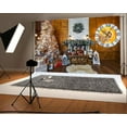 thumbnail image 1 of Polyester 7x5ft Christmas Backdrop Decoration Tree Fireplace Firewoods Clock Lantern Carpet Gifts Box Rustic Wood Plank Interior Photography Backgrou, 1 of 3