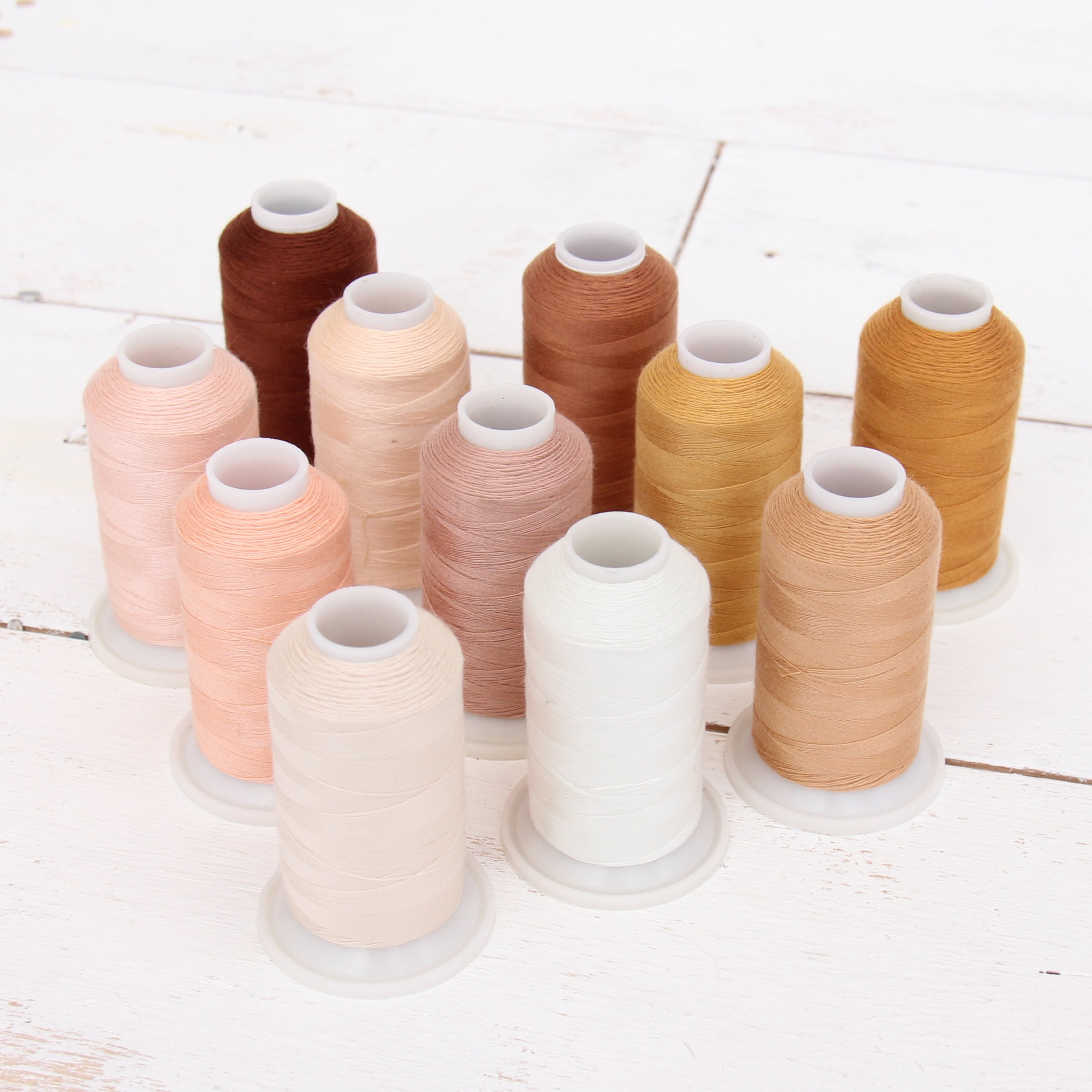 Polyester All-Purpose Sewing Thread 11 Cone Neutral Shades Set - 600m Cones - Strong Lint Free Spun Polyester - 50S/3 Weight
