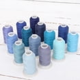 thumbnail image 1 of Polyester All-Purpose Sewing Thread 14 Cone Blue Shades Set - 600m Cones - Strong Lint Free Spun Polyester - 50S/3 Weight, 1 of 7