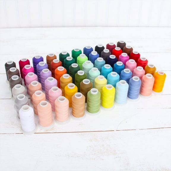 Polyester All-Purpose Sewing Thread 60 Cone Set - 600m Cones - Strong Lint Free Spun Polyester - 50S/3 Weight - A Rainbow of Colors