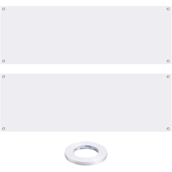 Polyester Backdrop Photography Background with Adhesive Tape Rectangle White 1800x604x0.1mm