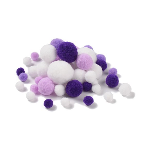 Polyester Ball Decoration Pom Pom Ball For DIY Craft Lilac 0.8~3cm 100pcs/set