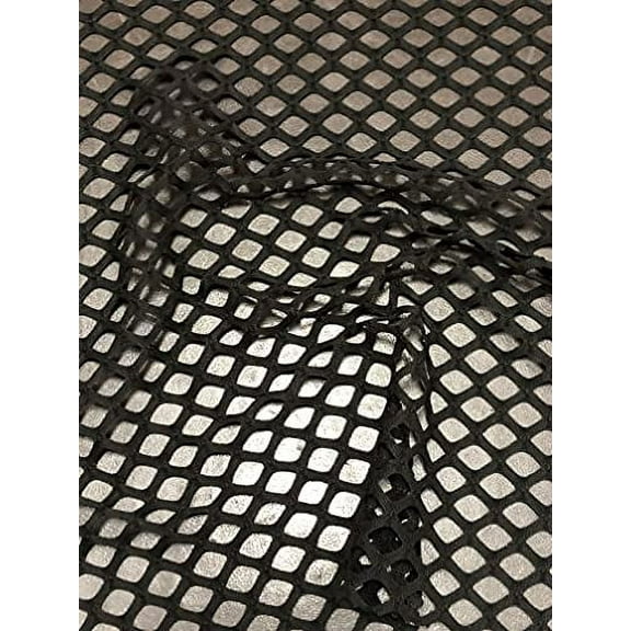 Polyester Big Diamond Mesh 15mm Hole Size 2 Ways Stretch See Through Fabric by The Yard/Bulk (Black)