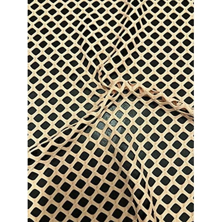 Polyester Big Diamond Mesh 15mm Hole Size 2 Ways Stretch See Through Fabric by The Yard/Bulk (Nude)