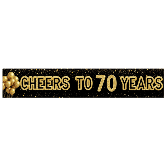 Polyester Birthday Banner Decorative 70th Anniversary Backdrop Reusability Event Decoration for Milestone Celebration Party