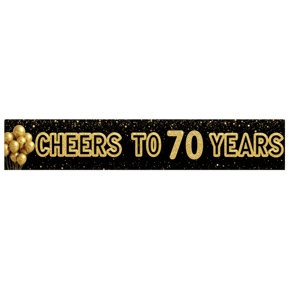 Polyester Birthday Banner Decorative 70th Anniversary Backdrop Reusability Event Decoration for Milestone Celebration Party