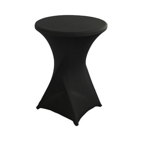 Polyester Black Table Cover, Cocktail Fitted Tablecloths, Round Highboy Stretch Table Covers Cloths for Party, Bar, Wedding, Birthday, Banquet, 24x43 Inch