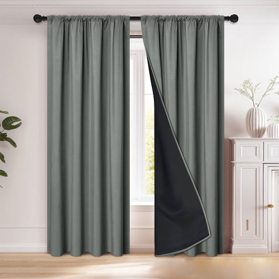 Polyester Blackout Curtains, Solid-Color Sun Light Blocking Window Drapes ,with Black Backing, Rod-Pull Light-blocking Curtains ,for Bedroom Living Room, 1 Panels,39 x 78.7 inches