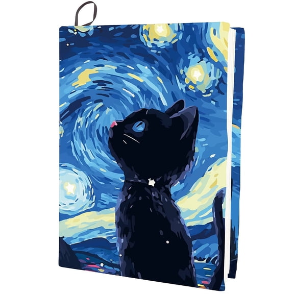Polyester Book Covers Elastic Notebook Wraps Rectangle Cat Cloth Shape 400x250mm for DIY
