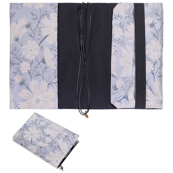 Polyester Book Covers Rectangle Book Wrap Flower Pattern Light Steel Blue 435x220x3mm for DIY