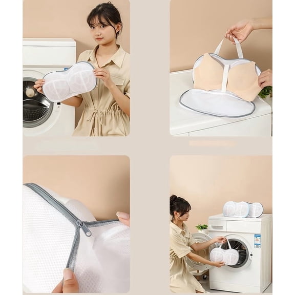 Polyester Bra Mesh Laundry Bag for Washing Machines, Cup Shape Protection & Small Hole Mesh Featuring Breathable Non Deform Design & Versatile Underwear Sock Scarf Cleaning