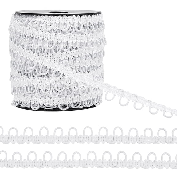 Polyester Braid Trims with Elastic Button Loops Buttonhole Ribbons for Costume Crafts and Sewing White 5/8 inch(15mm)