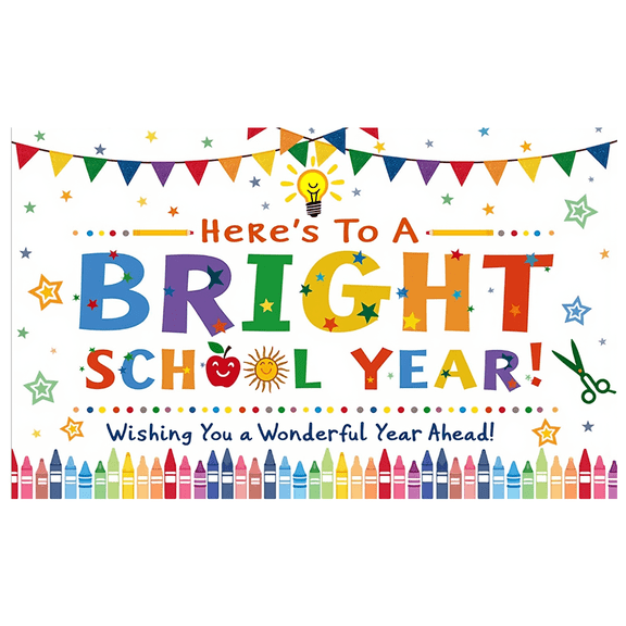 Polyester Bright School Banner Colorful Design Event Decoration for School Year Start Classroom Party Celebration