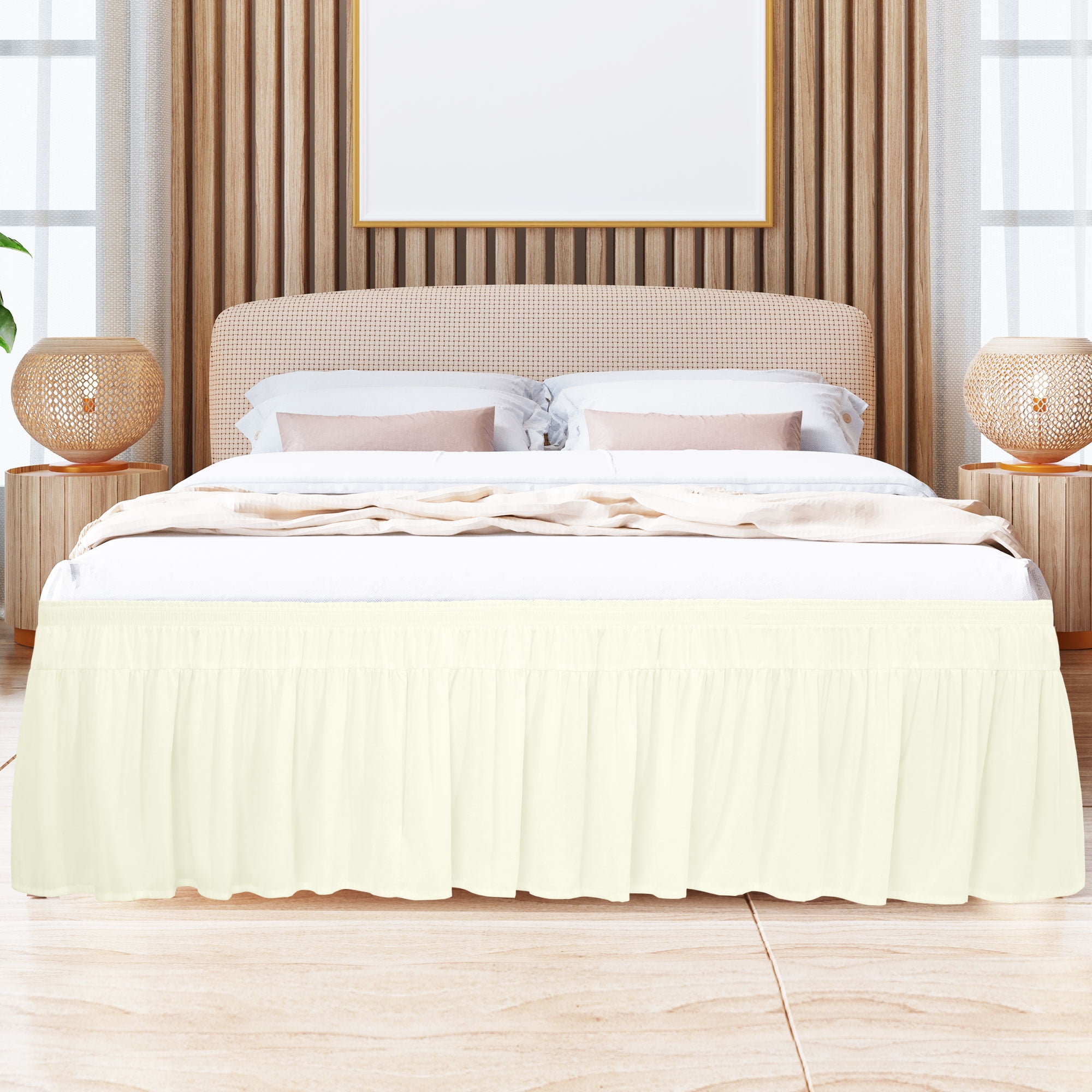 PiccoCasa Polyester Brushed Bed Skirt with Elastic Dust Ruffles 16