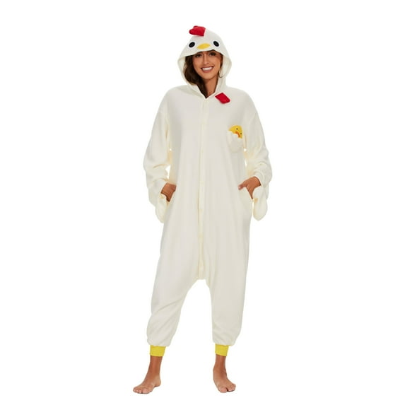 Polyester CANASOUR Chicken Onesie Adult Funny Suits Farm Animal Cosplay Pajamas for Women and Men