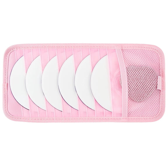 Polyester CD Storage Pouches Car Sun Visor Organizer Rectangle Pink 320x153x5mm