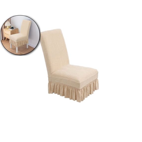 Polyester Chair Cover, Elastic Non-Slip Seat Skirting, Multicolor Leaf Printed Furniture Protector for Dining Room Use