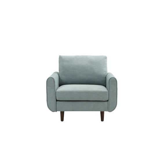 Benzara BM180281 Polyester Chair with Round Legs & Arms, Teal Blue - 35.75 x 36.25 x 39.25 in.