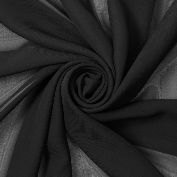 Polyester Chiffon Sheer Lightweight Breathable (60 Inch) Fabric By The Yard - For Sewing Apparel, Accessories, Décor, & More - Black (10 Yards)