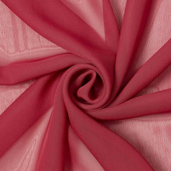 Polyester Chiffon Sheer Lightweight Breathable (60 Inch) Fabric By The Yard - For Sewing Apparel, Accessories, Décor, & More - Raspberry (5 Yards)