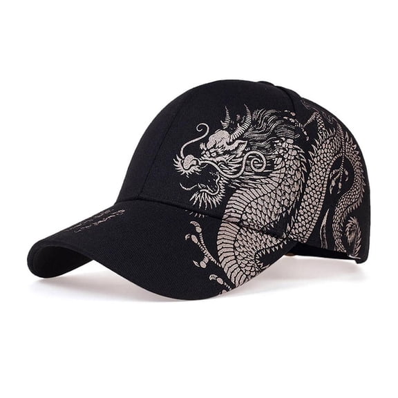 Polyester Chinese Dragon Print Snapback Baseball Hat for Men and Women, Suitable for Daily Outings and Parties