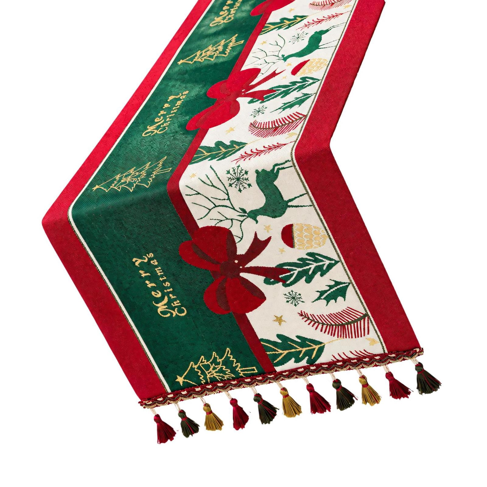 Texture Decor Table Polyester Christmas Table Runner with Textured Holiday Patterns and ...