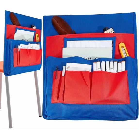 Polyester Classroom Chair Back Hanging Organizer Student Seat Pocket Storage Bag Rectangle Red 462x398x1mm